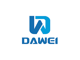 彭波的DaWei字母LOGO設計，酷炫簡潔，有力量感logo設計