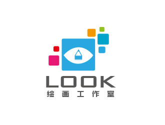 朱紅娟的look繪畫工作室logo設(shè)計(jì)