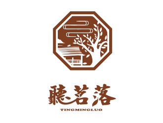 聽茗落普洱茶葉品牌logo設(shè)計logo設(shè)計